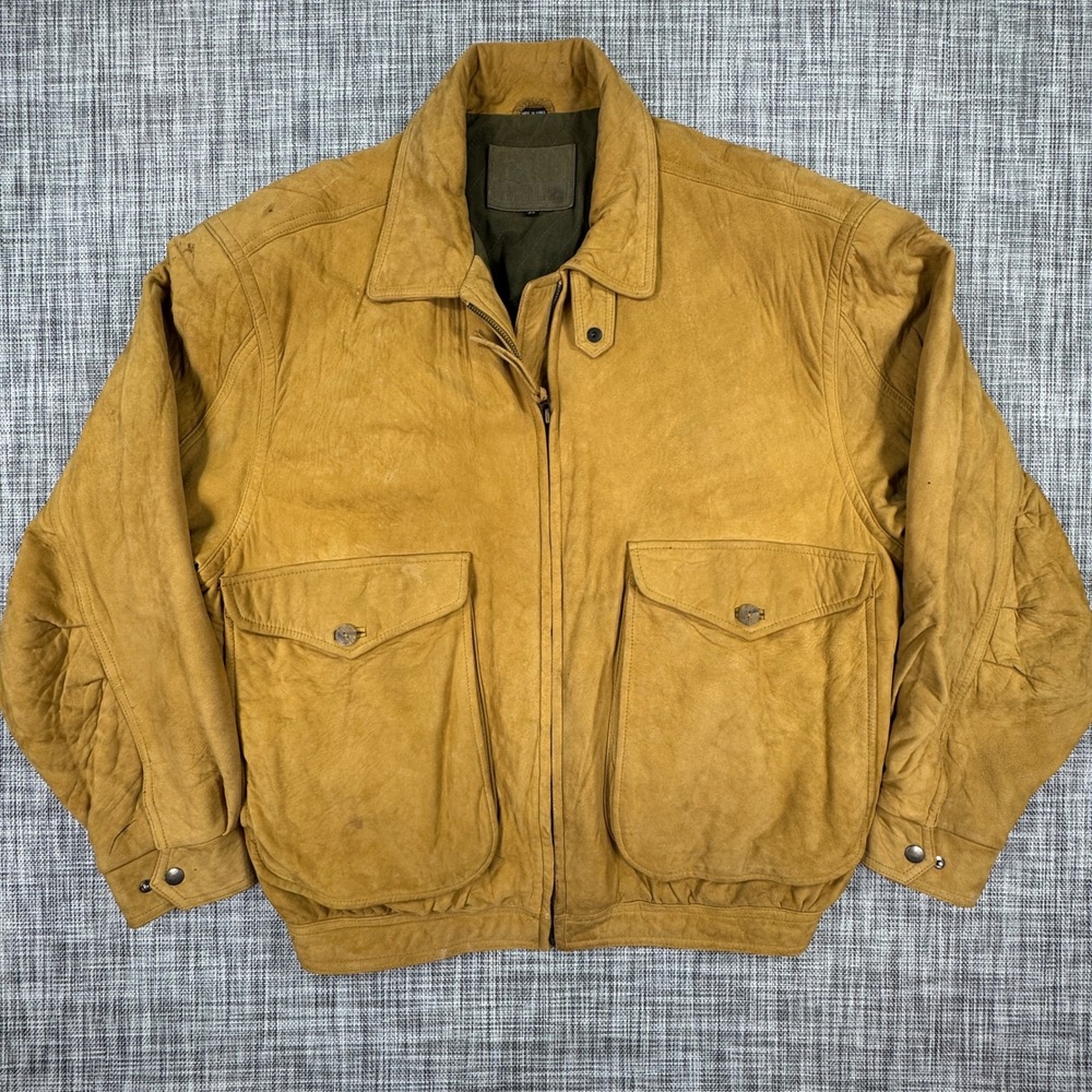 Robert Comstock Endurance Mens Leather Bomber Jacket 44 Tan Full Zip Pockets